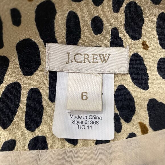 J. Crew 6 Tan Black Leopard Cheetah Print Long Sleeve Pockets Slip Shift Dress* - Picture 10 of 16